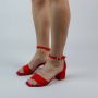 Manfield Dames Rode suède sandalen met hak - Thumbnail 2