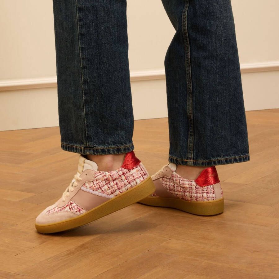 Manfield Dames Roze bouclé sneakers