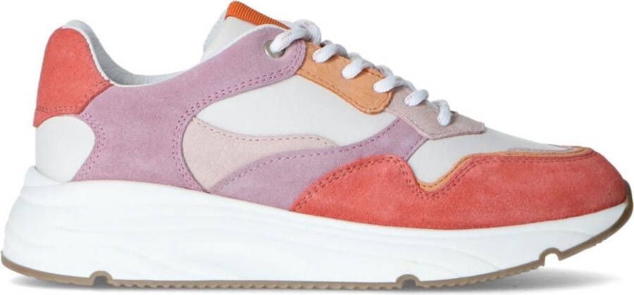Manfield Dames Roze dad sneakers met gekleurde details - Schoenen.nl