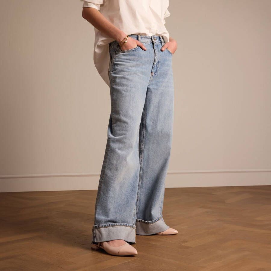 Manfield Dames Roze leren slingbacks met lakleren neus