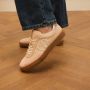 Manfield Dames Roze leren sneakers met suède details - Thumbnail 3