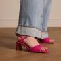Manfield Dames Roze suède sandalen met hak - Thumbnail 2