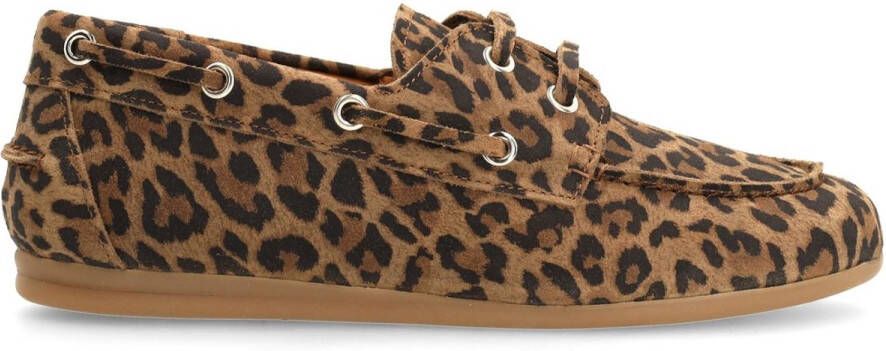 Manfield Dames Suède leopard bootschoenen