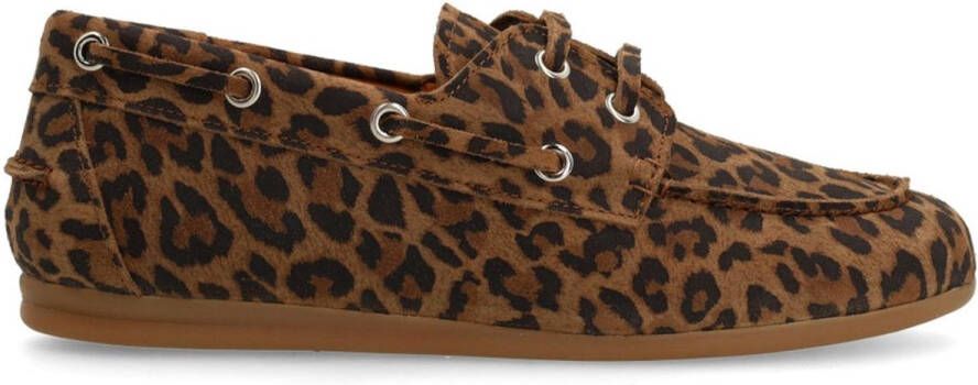 Manfield Dames Suède leopard bootschoenen