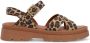 Manfield chunky sandalen met panterprint beige - Thumbnail 2