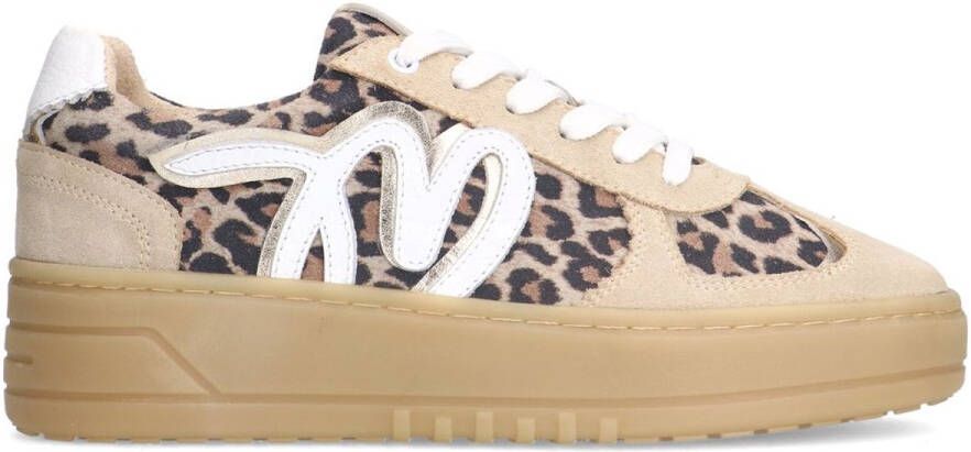 Manfield Dames Suède leopard sneakers met details