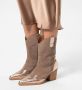 Manfield Dames Taupe cowboylaarzen met goudkleurige metallic details - Thumbnail 4