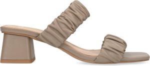 Manfield Dames Taupe leren sandalen met hak