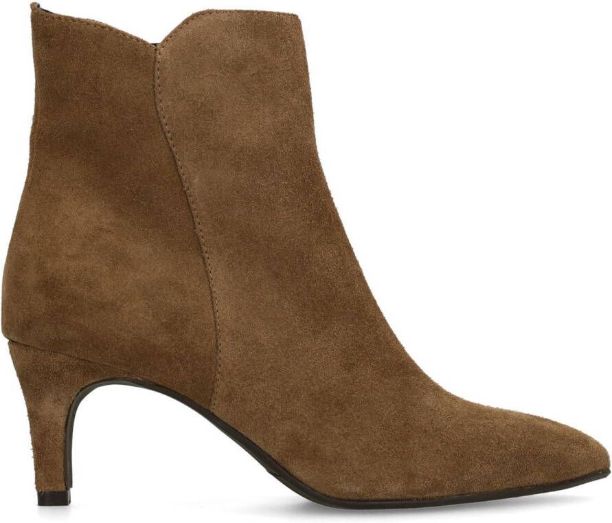 Manfield Dames Taupe suède enkellaarsjes