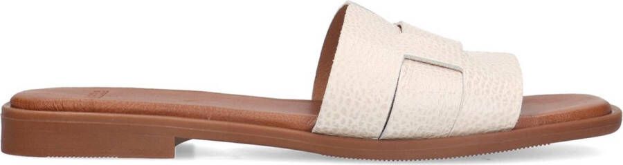 Manfield Dames Witte gevlochten leren slippers