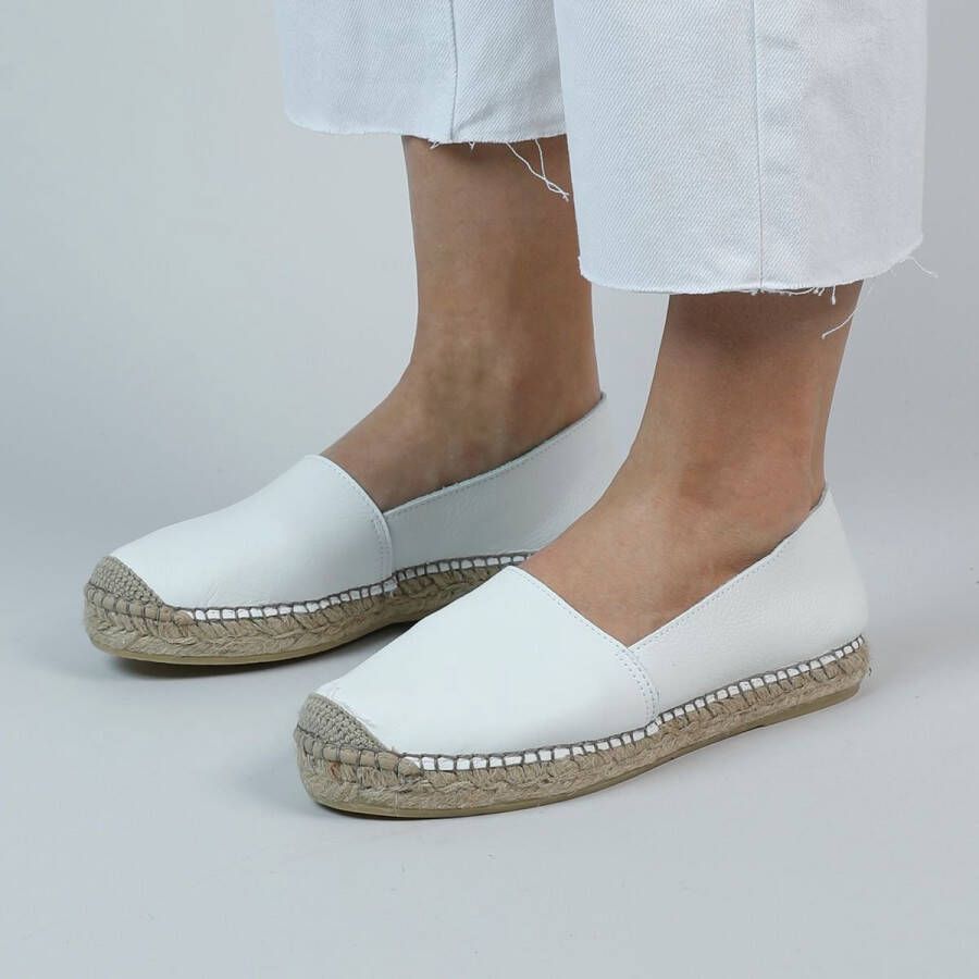 Manfield Dames Witte leren espadrilles
