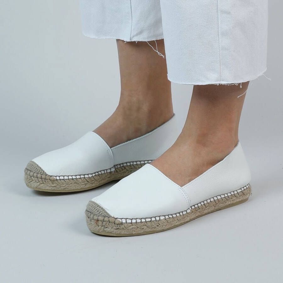 Manfield Dames Witte leren espadrilles