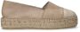 Manfield Dames Witte leren espadrilles met plateauzool - Thumbnail 6