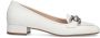 Manfield Dames Witte leren loafers met zilverkleurige chain - Thumbnail 6