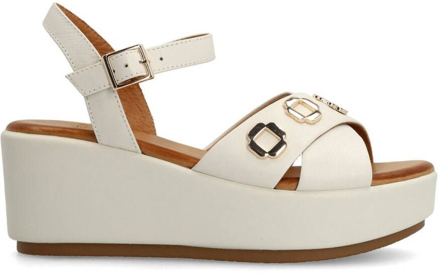 Manfield Dames Witte leren sleehakken
