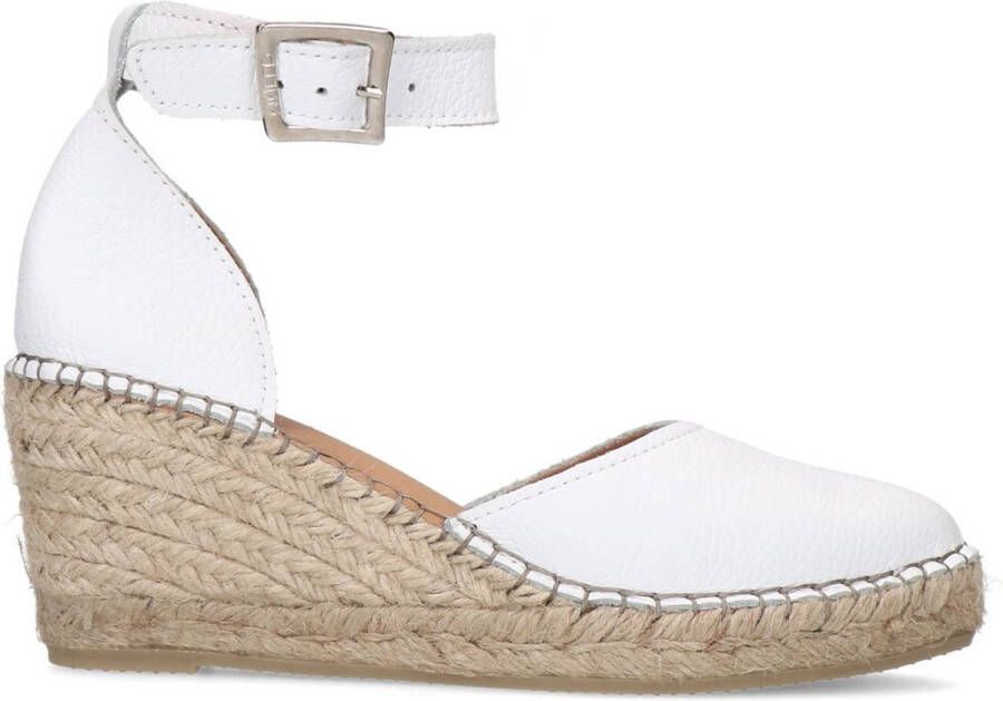 Manfield Dames Witte leren sleehakken met touwzool