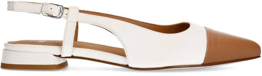 Manfield Dames Witte leren slingbacks