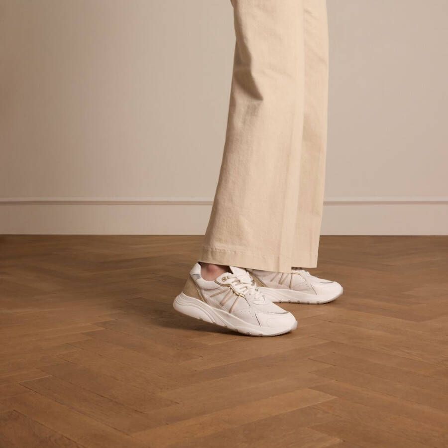 Manfield Dames Witte leren sneakers