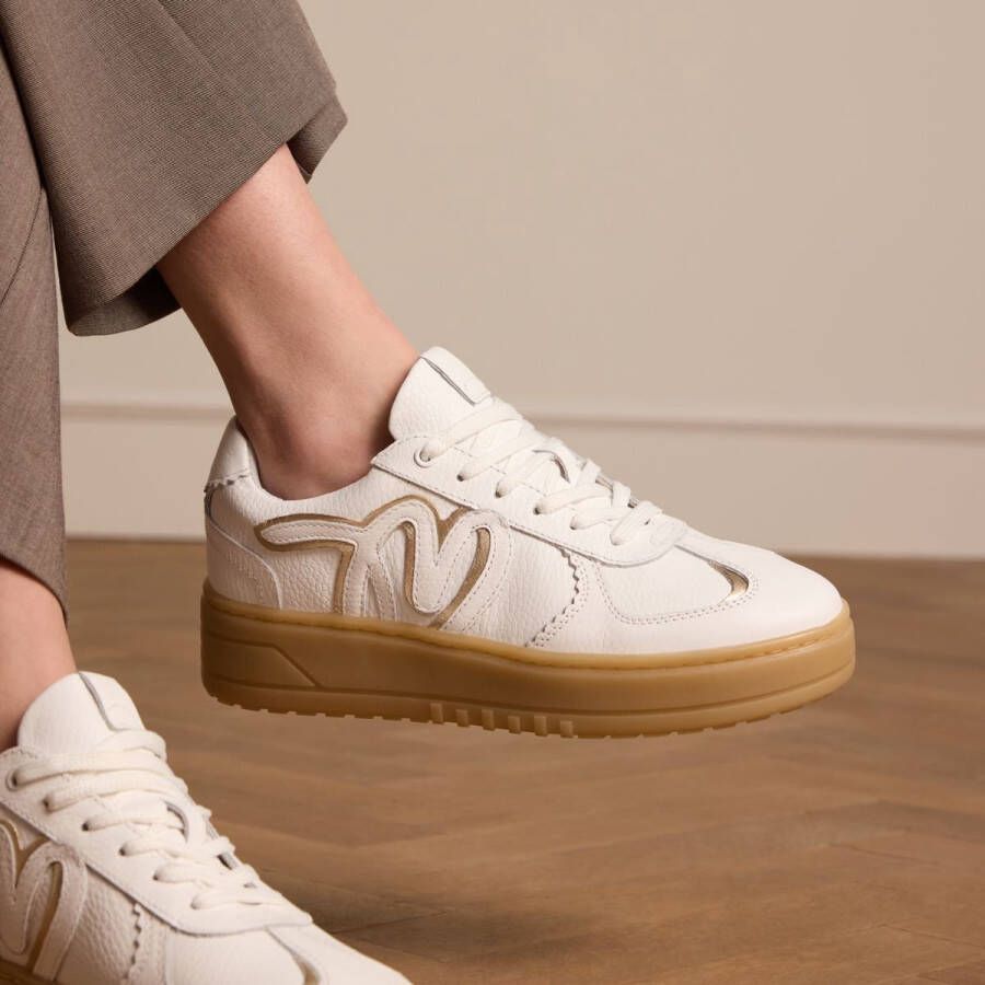 Manfield Dames Witte leren sneakers
