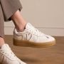 Manfield Dames Witte leren sneakers - Thumbnail 1