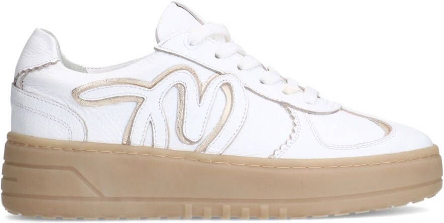 Manfield Dames Witte leren sneakers
