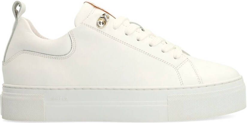 Manfield Dames Witte leren sneakers