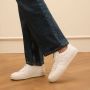 Manfield Dames Witte leren sneakers - Thumbnail 1