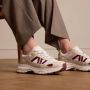 Manfield Dames Witte leren sneakers met beige details - Thumbnail 1