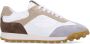 Manfield Dames Witte leren sneakers met beige suède details - Thumbnail 1