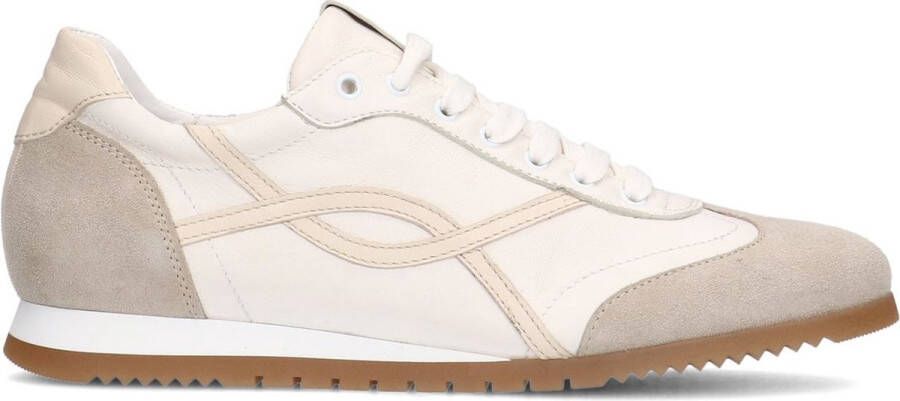 Manfield Dames Witte leren sneakers met dunne zoo