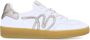 Manfield Dames Witte leren sneakers met metallic details - Thumbnail 1