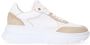 Manfield Dames Witte leren sneakers met suède details - Thumbnail 1