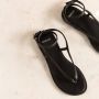 Manfield Dames X Jolielot Zwarte leren sandalen - Thumbnail 3