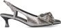 Manfield Dames Zilveren glitter slingbacks met strik - Thumbnail 2