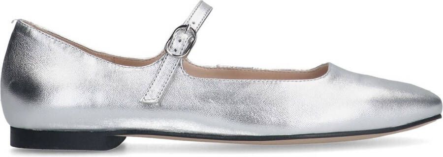Manfield Dames Zilveren leren ballerina's - Foto 2