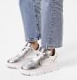 Manfield Dames Zilveren leren sneakers - Thumbnail 1