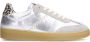 Manfield Dames Zilveren leren sneakers met leopard details - Thumbnail 1