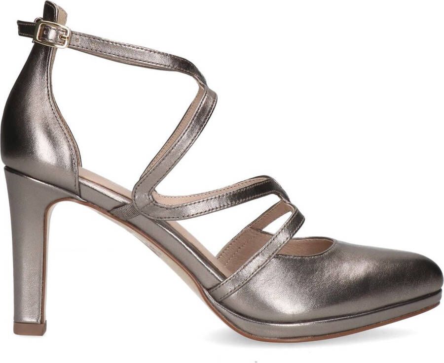 Manfield Dames Zilverkleurige leren pumps