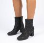 Manfield Dames Zwarte glitter enkellaarsjes met hak - Thumbnail 2