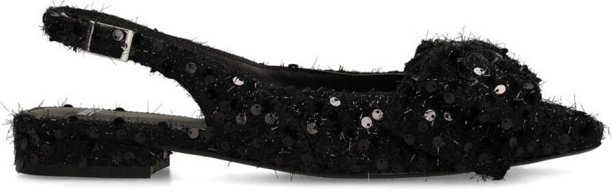 Manfield Dames Zwarte glitter slingbacks