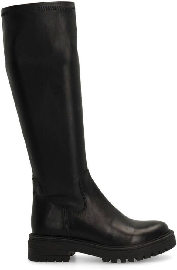 Manfield Dames Zwarte hoge leren stretch laarzen - Foto 2