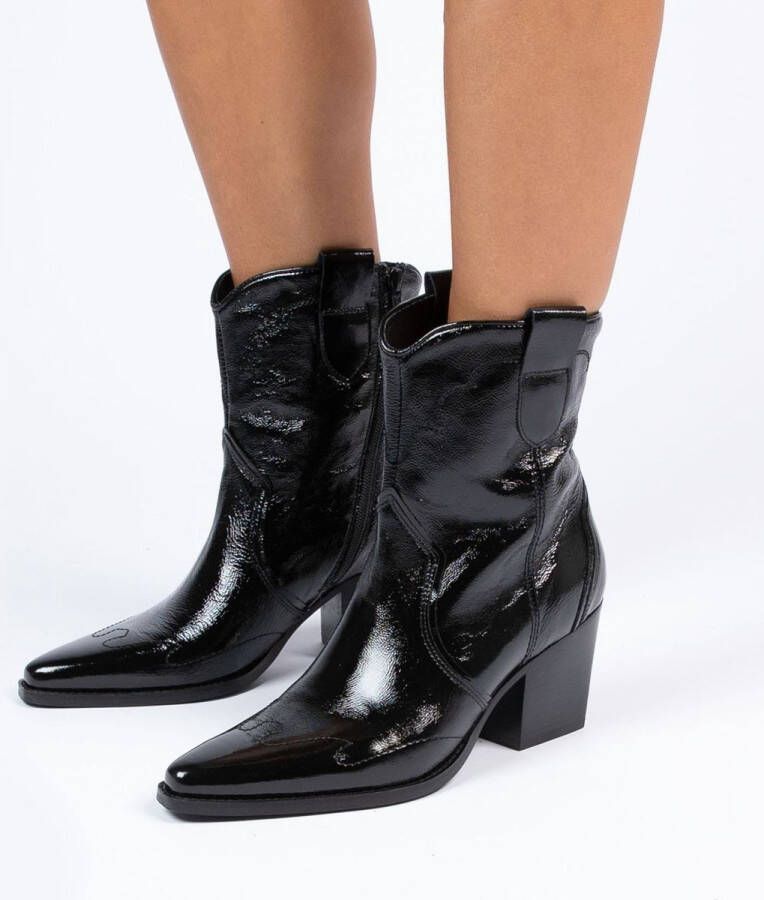 Manfield Dames Zwarte lakleren cowboy laarzen - Foto 2