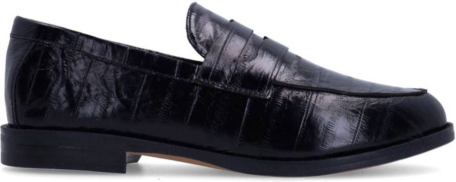 Manfield Dames Zwarte lakleren loafers