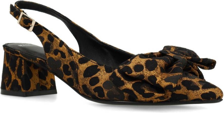 Manfield slingback pumps met panterprint cognac zwart - Foto 5