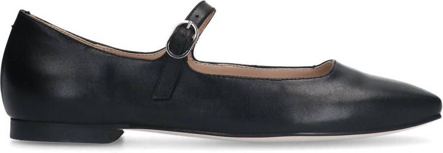 Manfield Dames Zwarte leren ballerina's - Foto 2