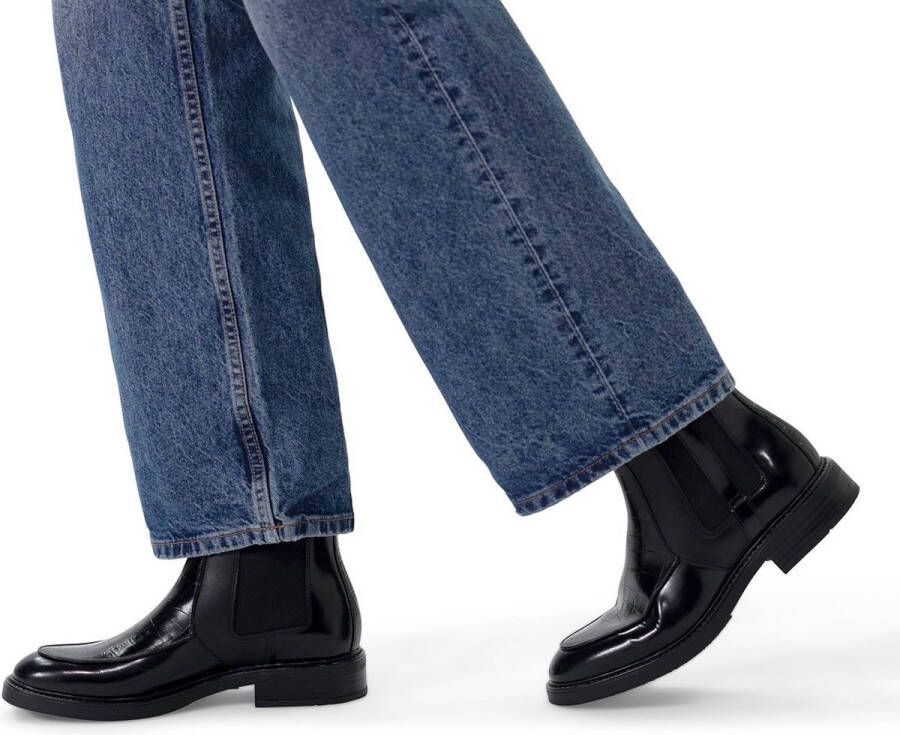 Manfield Dames Zwarte leren chelsea boots - Foto 2