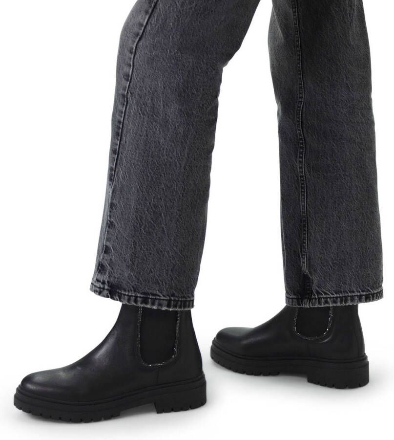 Manfield Dames Zwarte leren chelsea boots