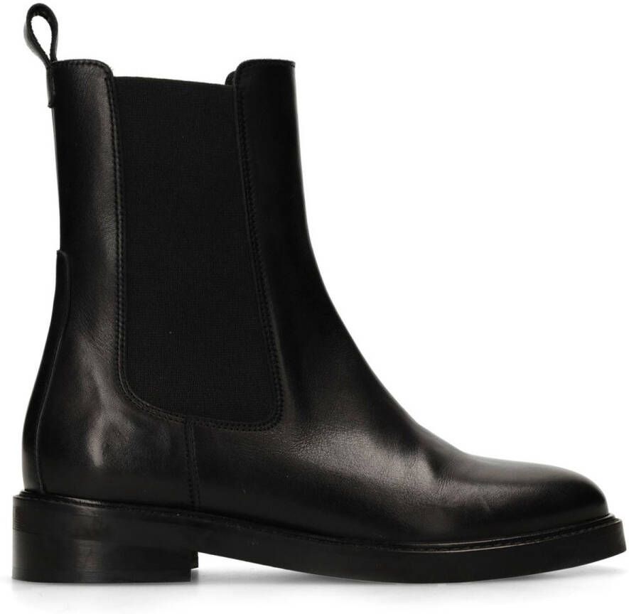Manfield Dames Zwarte leren chelsea boots