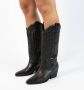 Manfield Dames Zwarte leren cowboy laarzen - Thumbnail 3