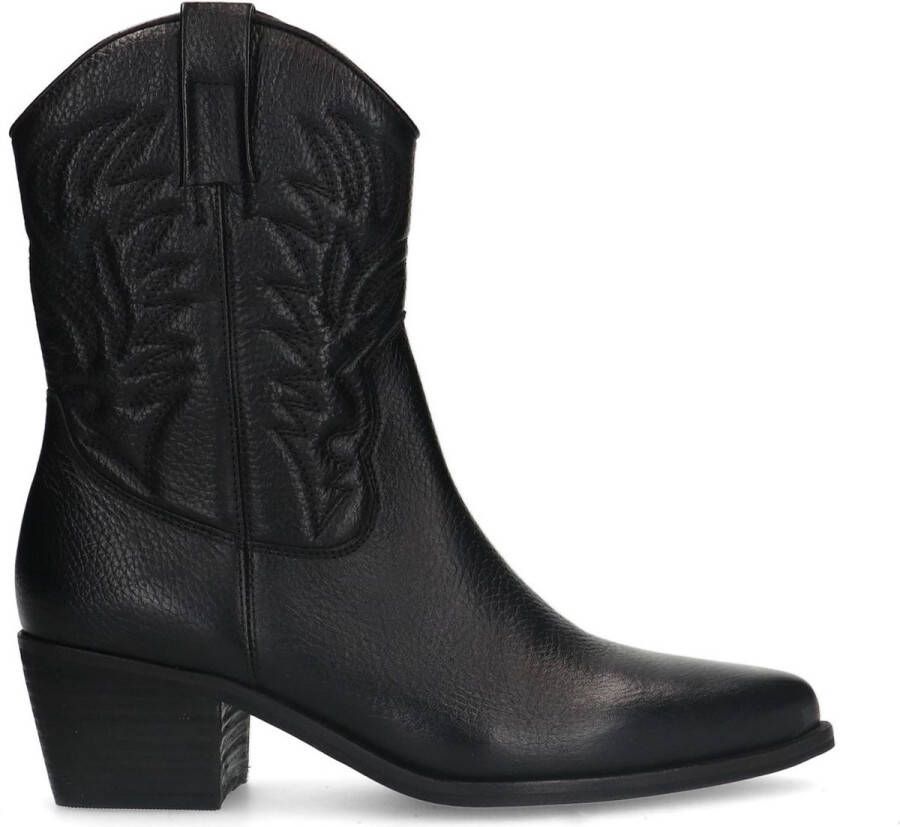 Manfield Dames Zwarte leren cowboy laarzen - Foto 2
